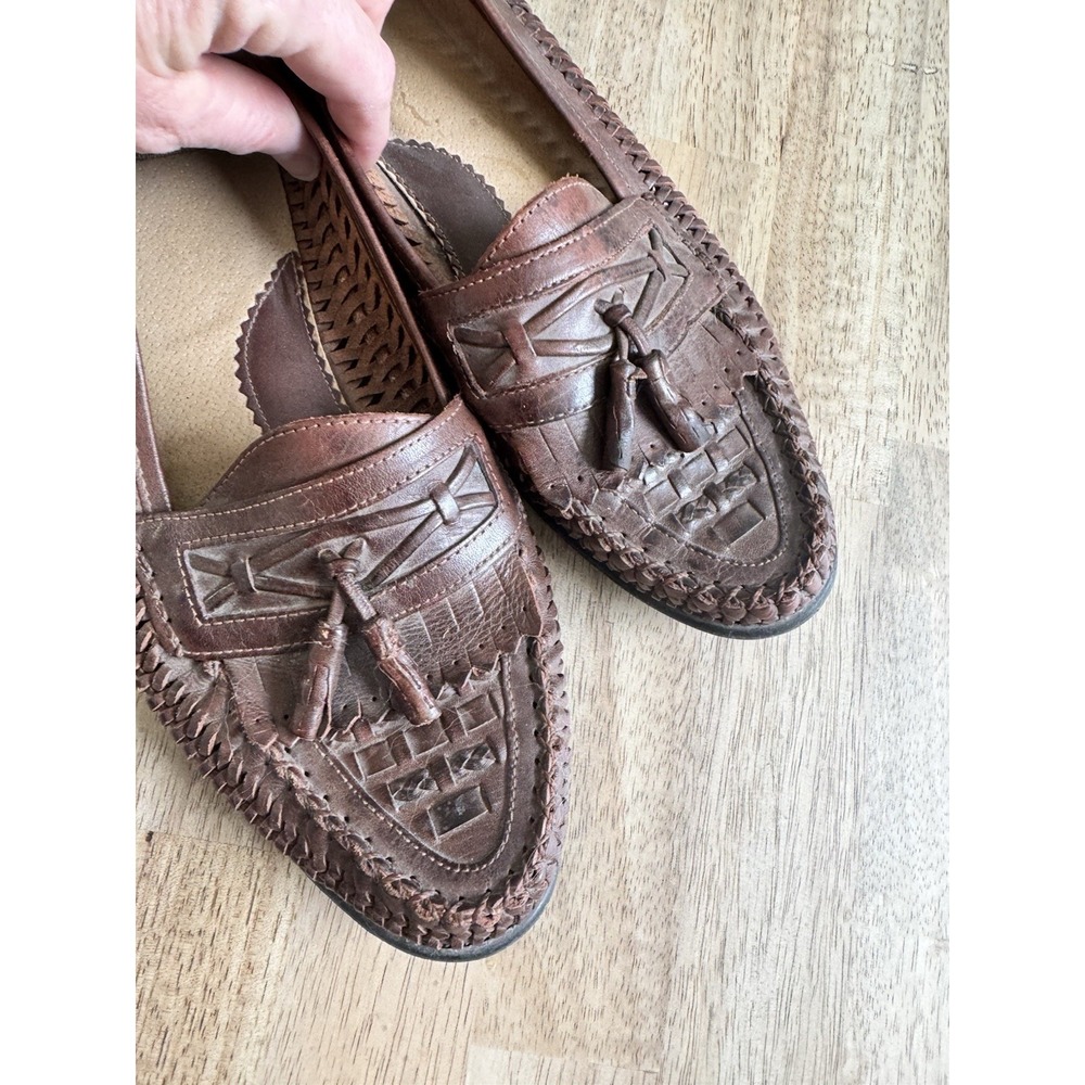 Nunn Bush Woven Loafers Mens Tassel Travel Shoes 11 M Brown Vintage NICE - Picture 2 of 8